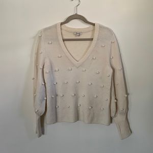 Madewell Cream Pom Pom Sweater Size Medium